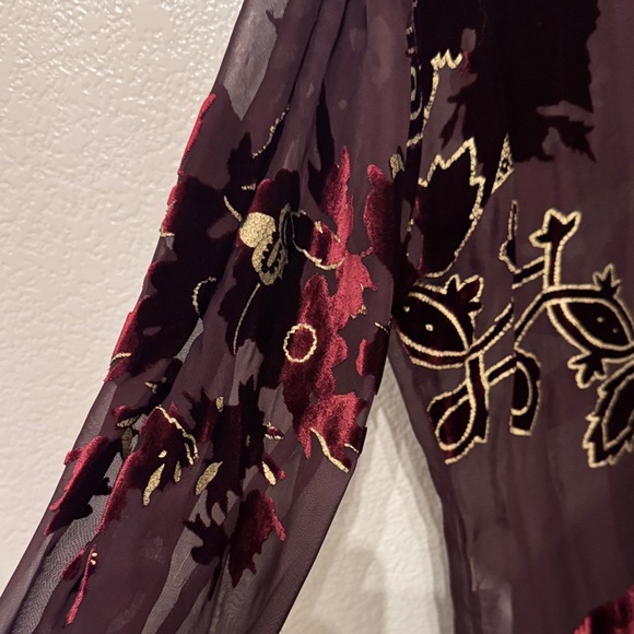 Roberto Cavalli Burgundy Blouse with Sheer Paneling - Picture 7 of 11